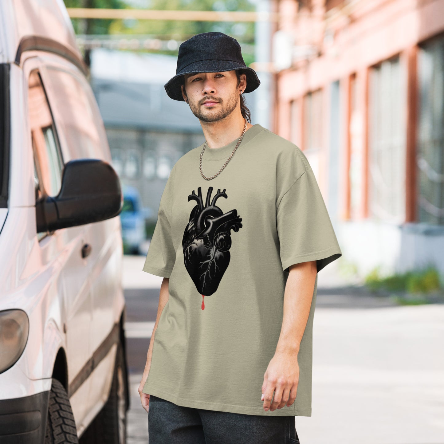 IMS - Black Heart Oversized faded t-shirt